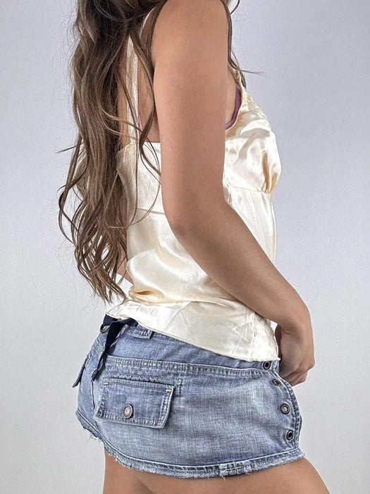 Lace Trim V-Neck Satin Cami Top - Byyde