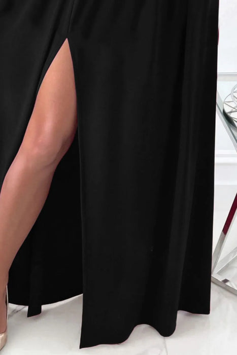 Slit Surplice Long Sleeve Maxi Dress - Byyde
