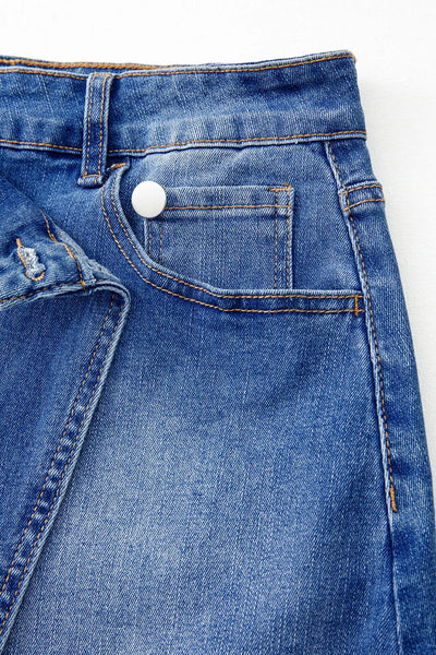 Wrapped Crossed Waist Denim Mini Skirt - Byyde