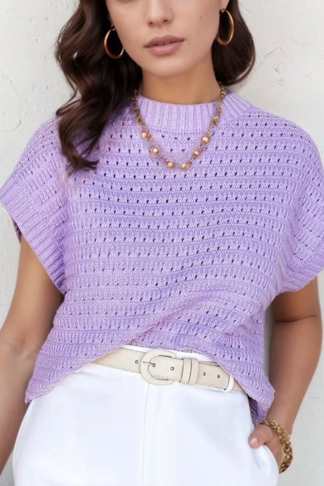 Short Sleeve Knit Sweater Top - Byyde