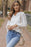 Openwork Notched Flounce Sleeve Blouse - Byyde