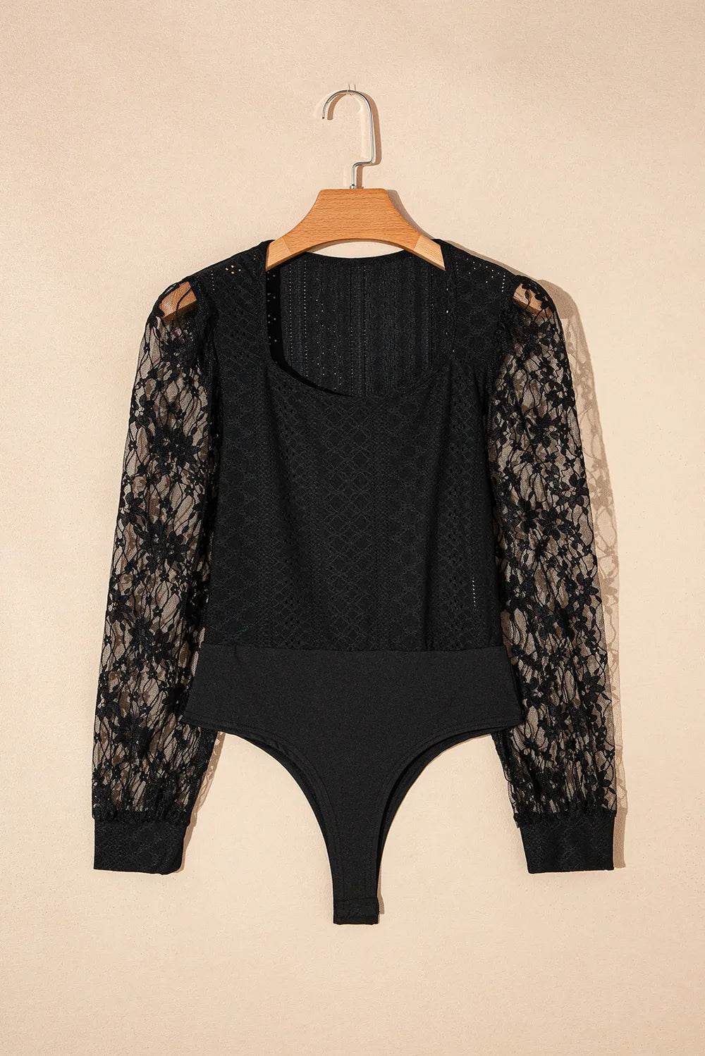 Eyelet Lace Long Sleeve Bodysuit - Byyde