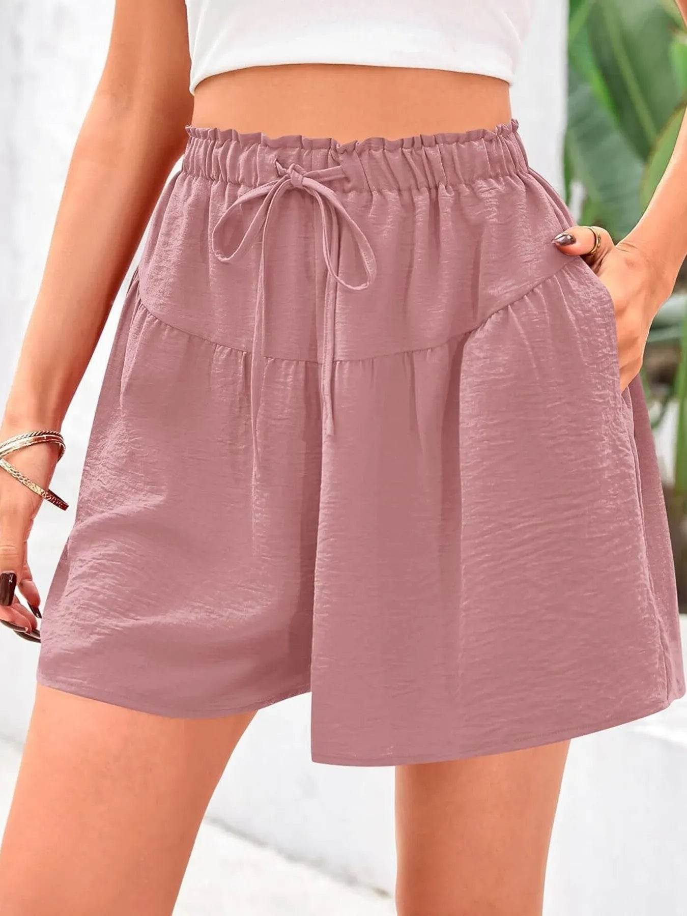 Full Size Casual Drawstring High Waist Relaxed Shorts Plus Size - Byyde