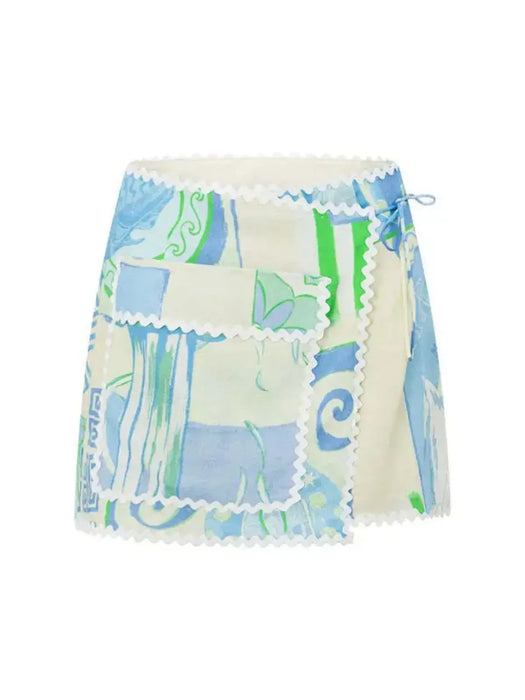 Printed Short Sleeve Shirt and Skirt Set - Byyde