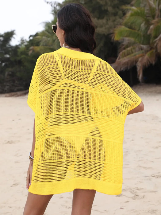 Hollow Out Collared Neck Cover-Up - Byyde