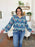 Double Take Full Size Printed Balloon Sleeve Blouse - Byyde