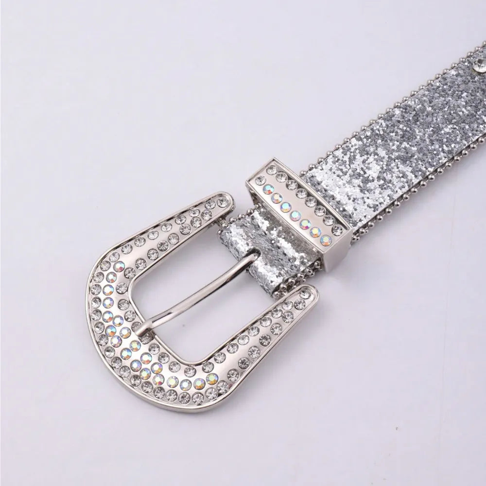 PU Leather Rhinestone Belt - Byyde