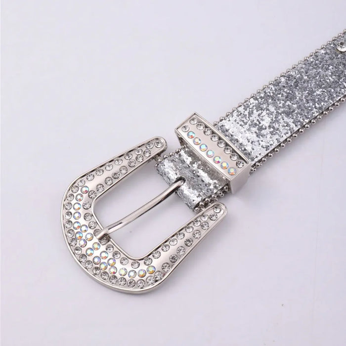 PU Leather Rhinestone Belt - Byyde