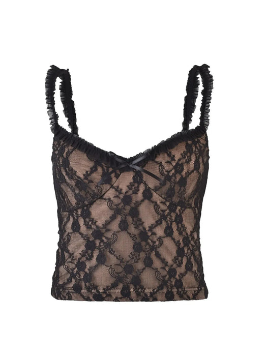 Lace Cami Top with Frill Straps - Byyde