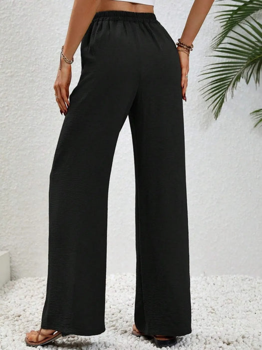 Wide Leg Drawstring Pants - Byyde