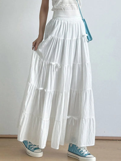Tiered Elastic Waist Maxi Skirt - Byyde