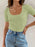 Ribbed Square Neck Short Sleeve Knit Top - Byyde