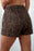Leopard Print Drawstring Denim Shorts - Byyde