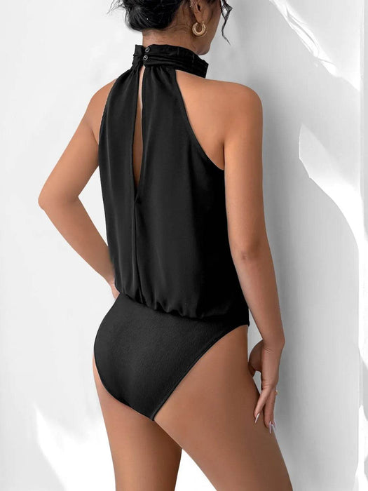 3D Flower Grecian Neck Bodysuit - Byyde