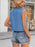 Sleeveless Lace-Up Front Crop Denim Vest - Byyde