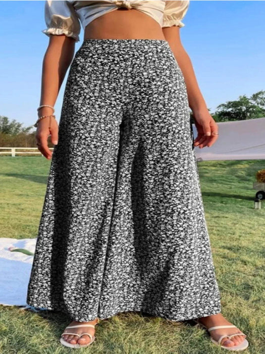 Floral Wide Leg Pants - Byyde