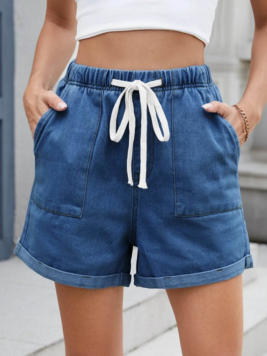Drawstring Wash Denim Shorts - Byyde