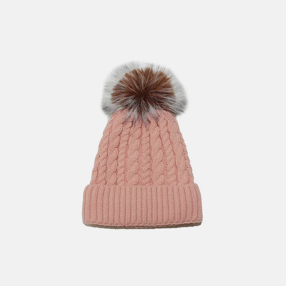 Cable Knit Winter Hat with Pompom - Byyde