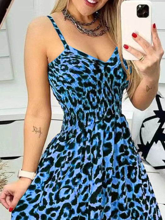 Full Size Leopard Print Spaghetti Strap Maxi Dress Plus Size - Byyde