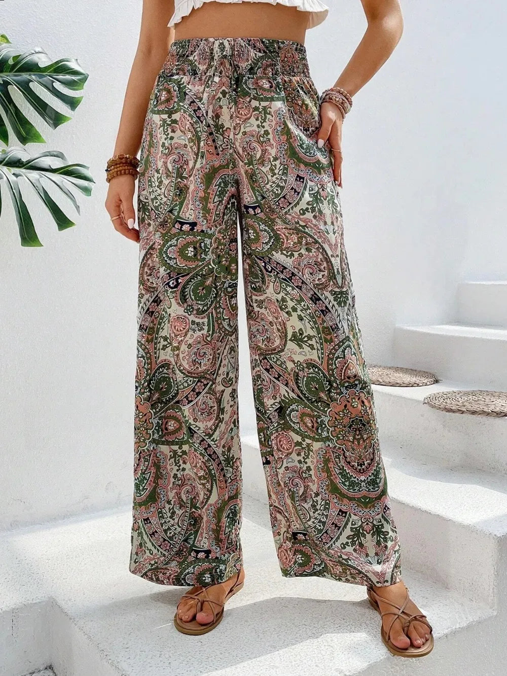 Printed Wide Leg Pants - Byyde