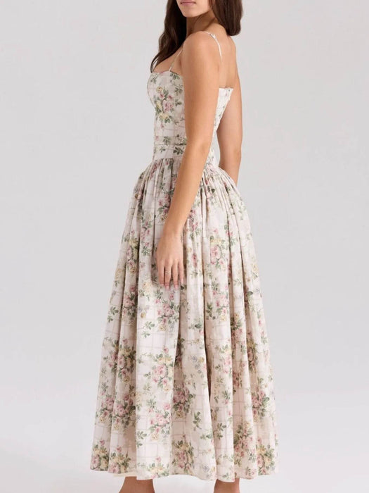 Floral Print Square Neck Maxi Cami Dress - Byyde