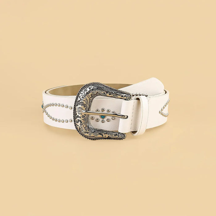 PU Leather Rhinestone Belt - Byyde