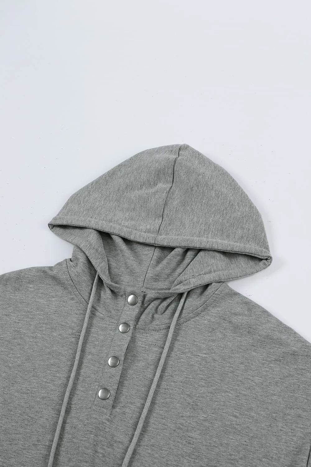 Drawstring Quarter Snap Cap Sleeve Hoodie - Byyde