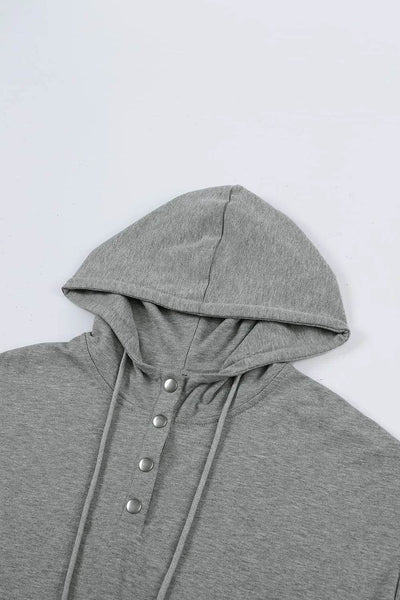Drawstring Quarter Snap Cap Sleeve Hoodie - Byyde