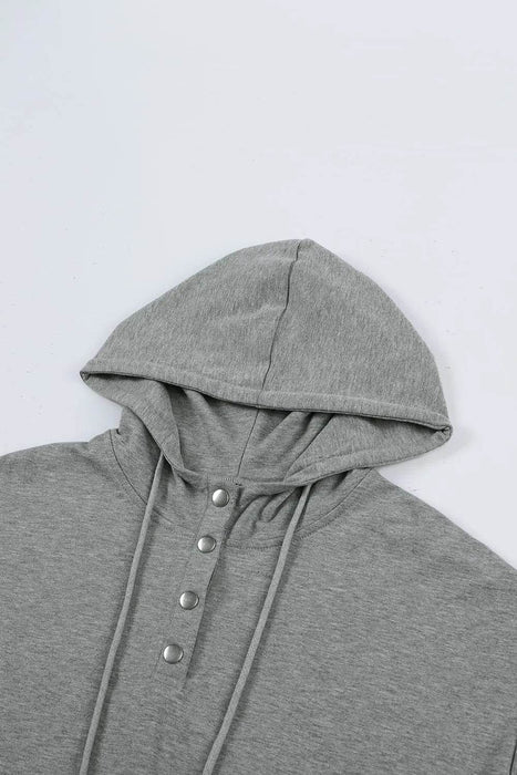 Drawstring Quarter Snap Cap Sleeve Hoodie - Byyde