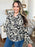 Double Take Full Size Printed Ruffle Trim Balloon Sleeve Shirt - Byyde