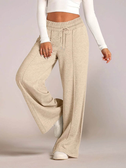 Full Size Drawstring Relaxed Fit Wide Leg Pants Plus Size - Byyde