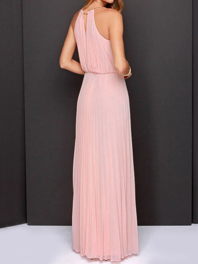 Pleated Sleeveless Maxi Tank Dress - Byyde
