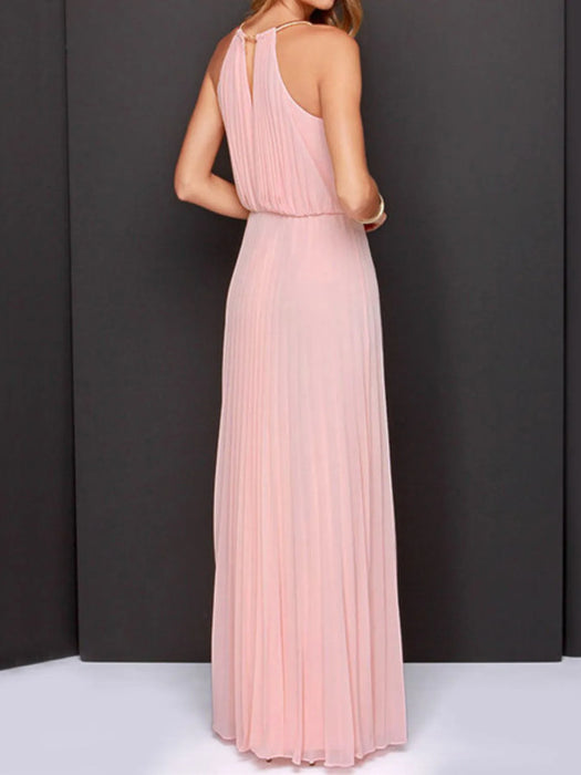 Pleated Sleeveless Maxi Tank Dress - Byyde