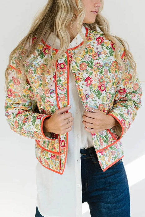 Floral Button Up Long Sleeve Winter Coat - Byyde