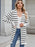 Striped Open Front Cardigan with Relaxed Fit - Byyde