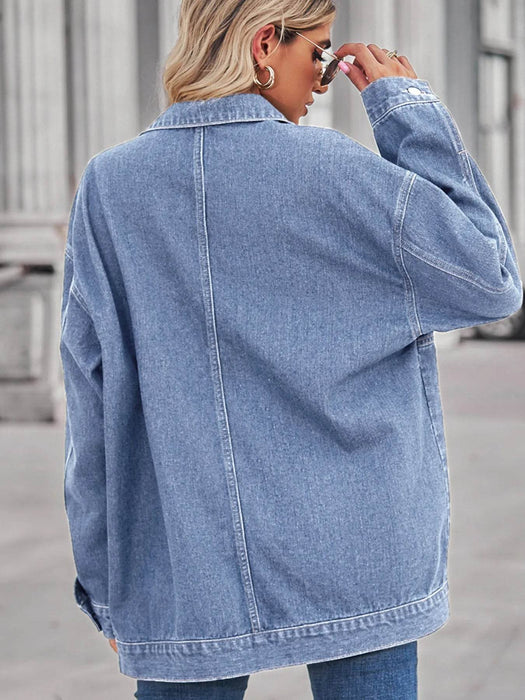 Button Up Long Sleeve Denim Jacket - Byyde