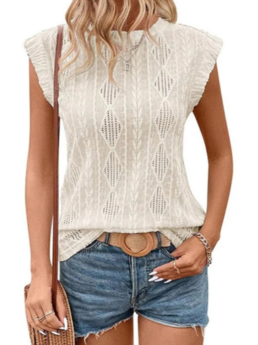 Openwork Round Neck Top - Byyde