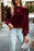 Tie Up Mock Neck Velvet Fabric Long Sleeve Blouse - Byyde