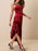 Asymmetrical Velvet Cami Dress with Ruffle Hem - Byyde