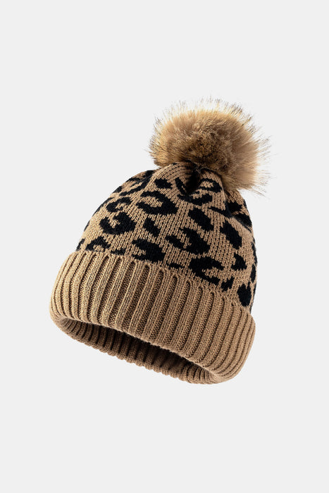 Leopard Pom-Pom Cuffed Beanie - Byyde