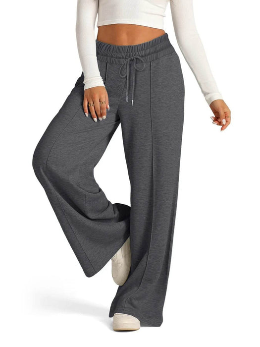 Full Size Drawstring Relaxed Fit Wide Leg Pants Plus Size - Byyde