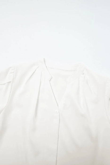 Short Sleeve Notched Blouse - Byyde