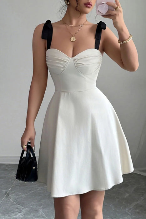 Sweetheart Neck Tie Shoulder Dress - Byyde