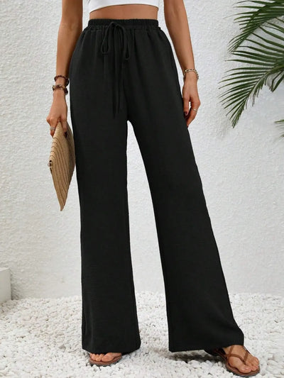 Wide Leg Drawstring Pants - Byyde