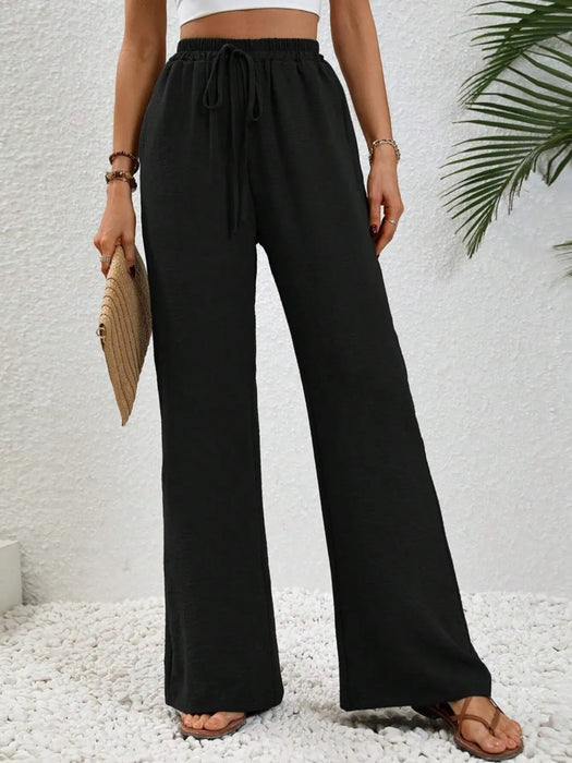Wide Leg Drawstring Pants - Byyde
