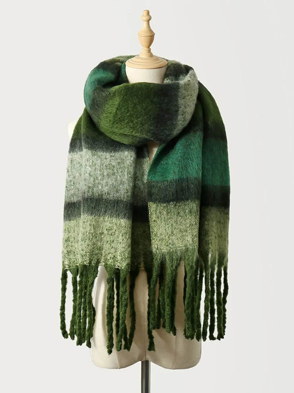 Fringe Color Block Polyester Scarf - Byyde