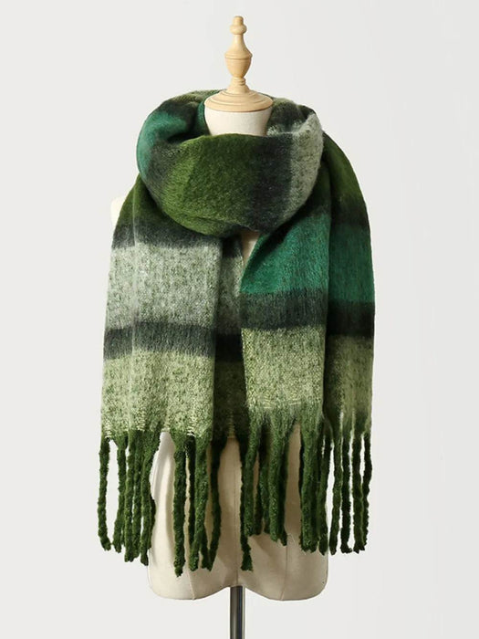 Fringe Color Block Polyester Scarf - Byyde