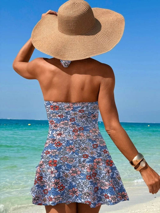 Cutout Printed Halter Neck One-Piece Swimwear - Byyde