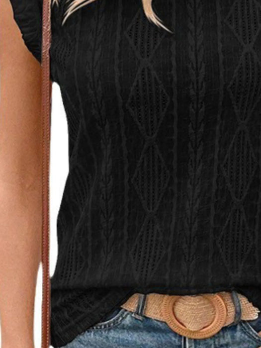 Openwork Round Neck Top - Byyde