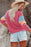 Color Block Round Neck Long Sleeve Sweatshirt - Byyde